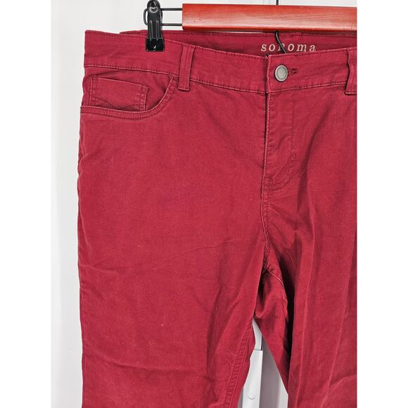 SONOMA life + style Women's Red Mid Rise Wide Straight Leg Pant Size 16 Reg - Picture 2 of 4